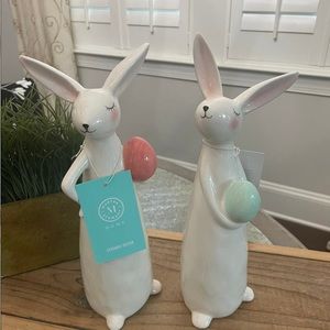 MARTHA STEWART CERAMIC EASTER BUNNIES 
WITH ATTITUDES! SET OF 2